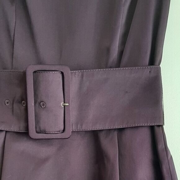 H&M | Wide Belt Defined Waist Sheath Dress Knee Length Purple Sz 4 Flawed - Picture 5 of 13